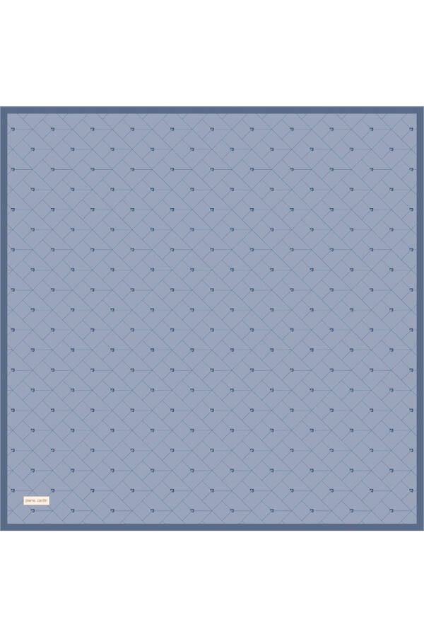 Mavi Logo Desenli 90X90 İpek Krep Saten Eşarp - 1