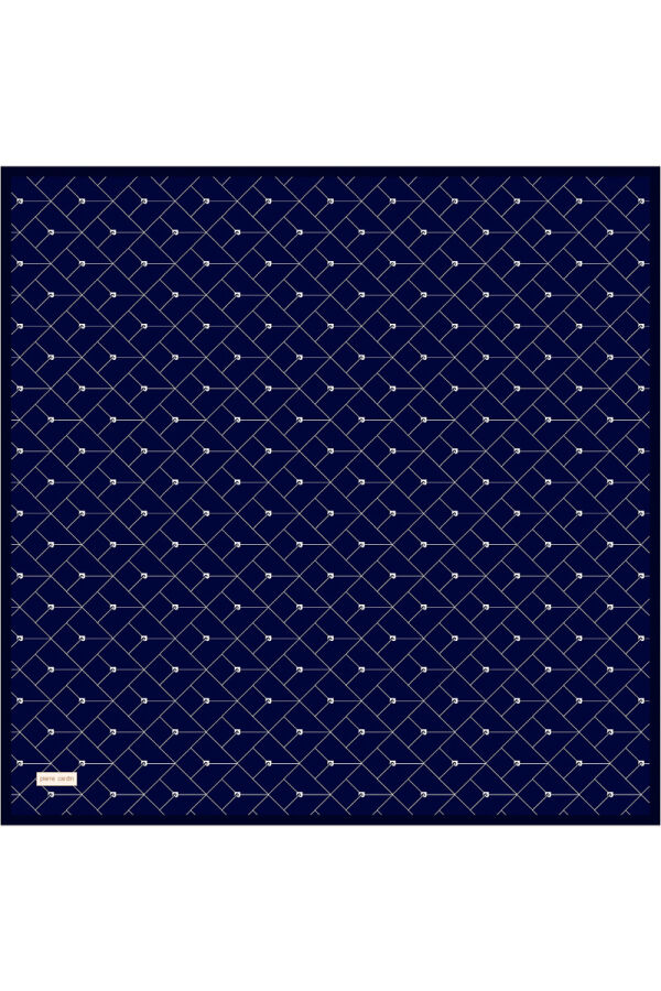 Lacivert 90X90 İpek Krep Saten Eşarp - Pierre Cardin