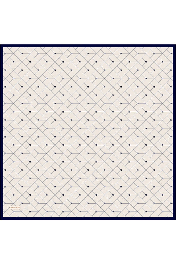 Krem 90X90 İpek Krep Saten Eşarp - 1