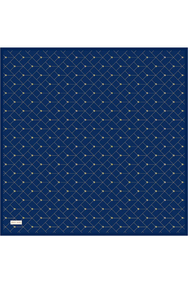 Koyu mavi 90X90 İpek Krep Saten Eşarp - 1