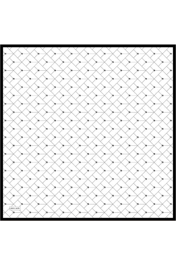 Beyaz Logo Desenli 90X90 İpek Krep Saten Eşarp - 1