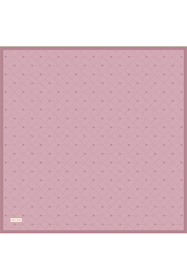Pembe Logo Desenli 90X90 İpek Krep Saten Eşarp - 1