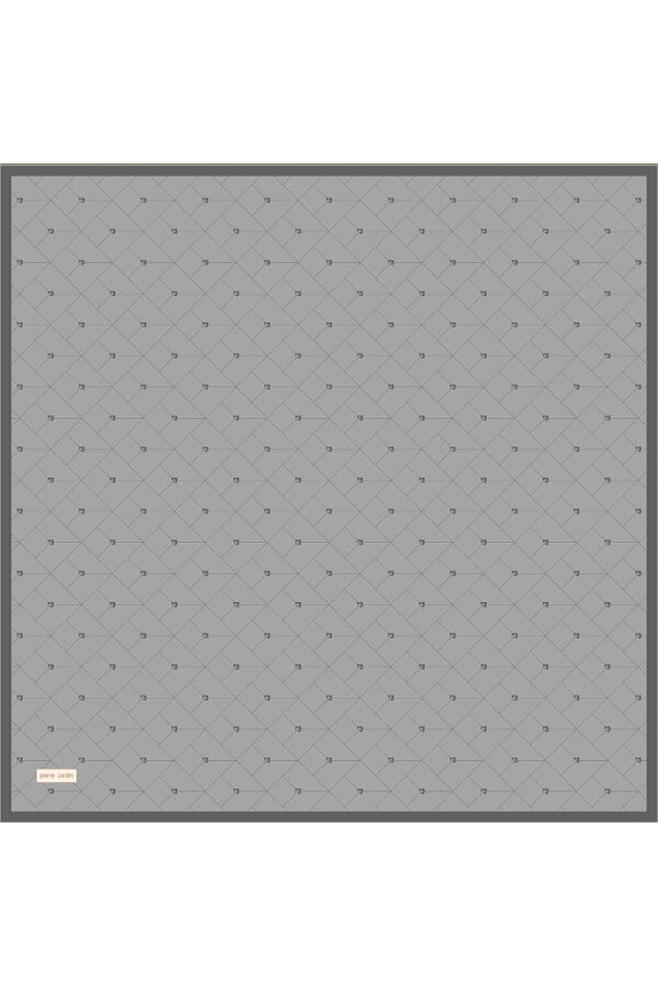 Gri 90X90 İpek Krep Saten Eşarp - 1