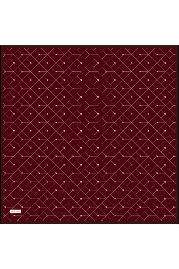Bordo 90X90 İpek Krep Saten Eşarp - 1
