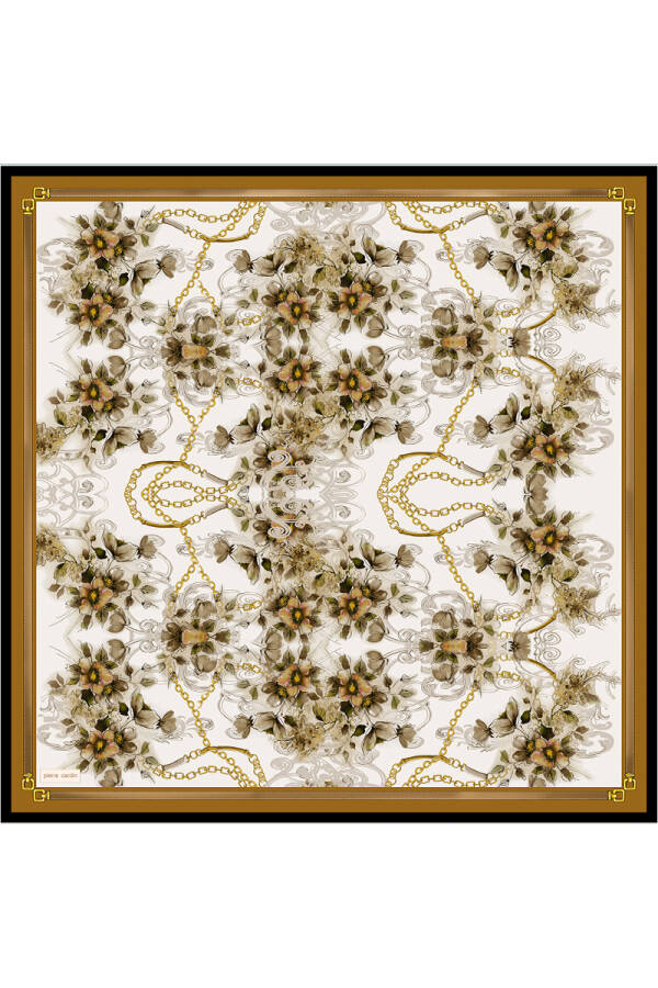 Kahve Melanj 90X90 İpek Twill Eşarp - 1