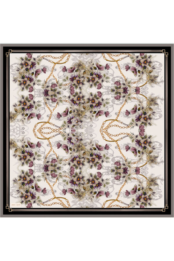 Gri 90X90 İpek Twill Eşarp - 1