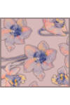 Pembe Çiçek Desenli İpek Twill Eşarp 