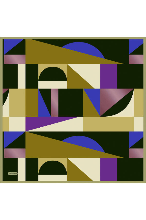 Renkli İpek Twill Eşarp - 1