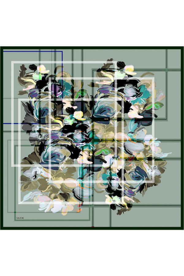 Renkli İpek Twill Eşarp - 1