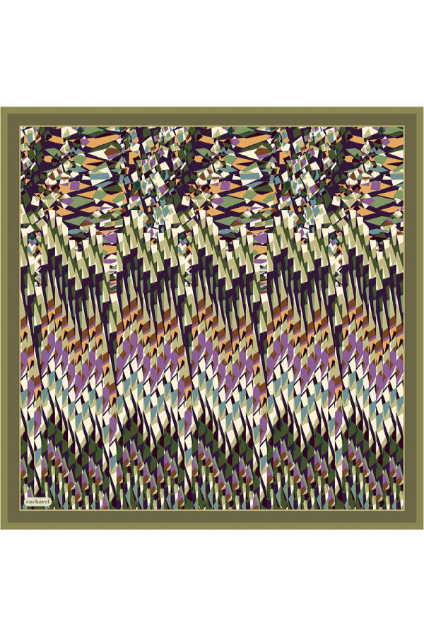 Yeşil İpek Twill Eşarp - 1