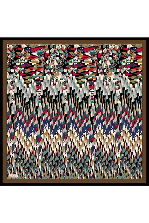 Kahverengi İpek Twill Eşarp - 1