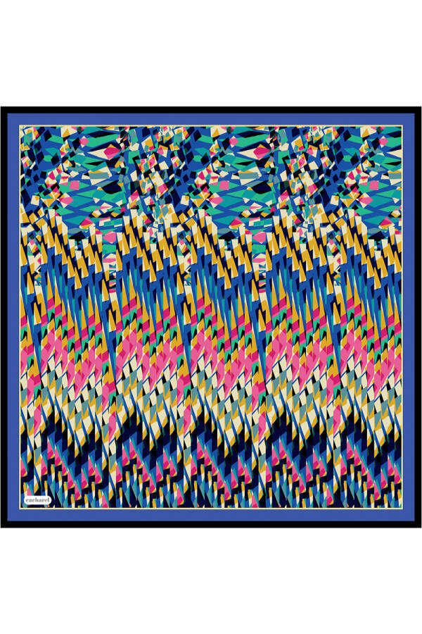 Mavi İpek Twill Eşarp - 1