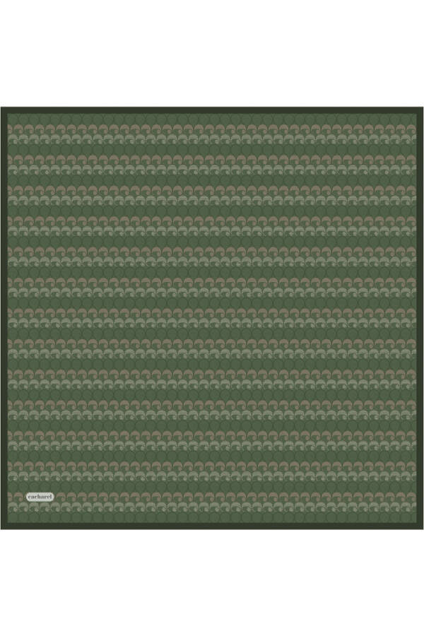 Yeşil Logo Desenli İpek Twill Eşarp - 1