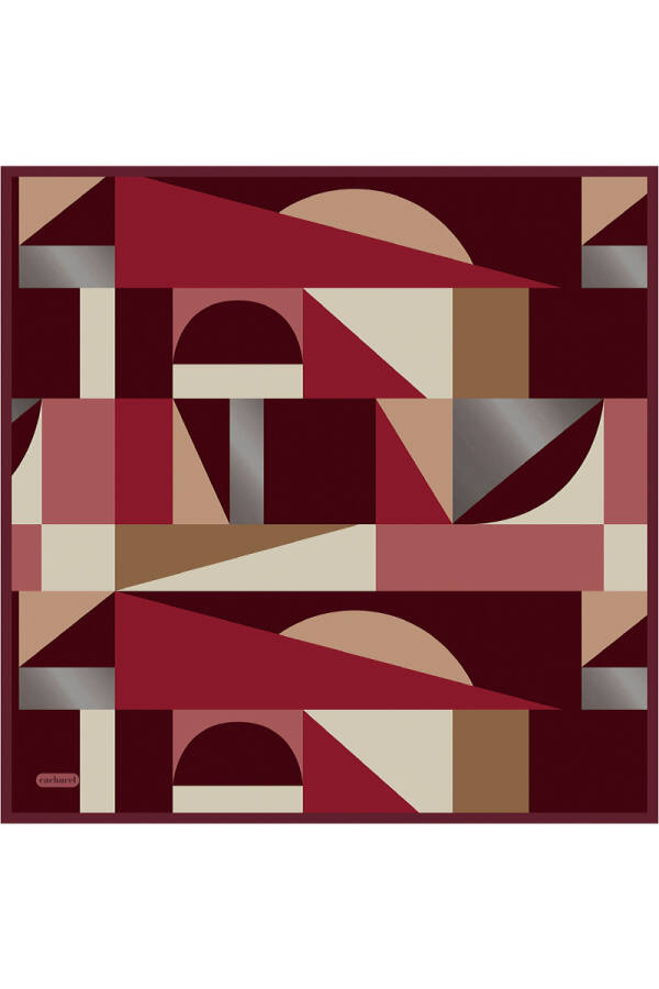 Bordo İpek Twill Eşarp - 1