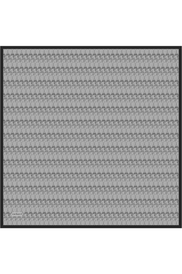 Siyah Logo Desenli İpek Twill Eşarp - Cacharel