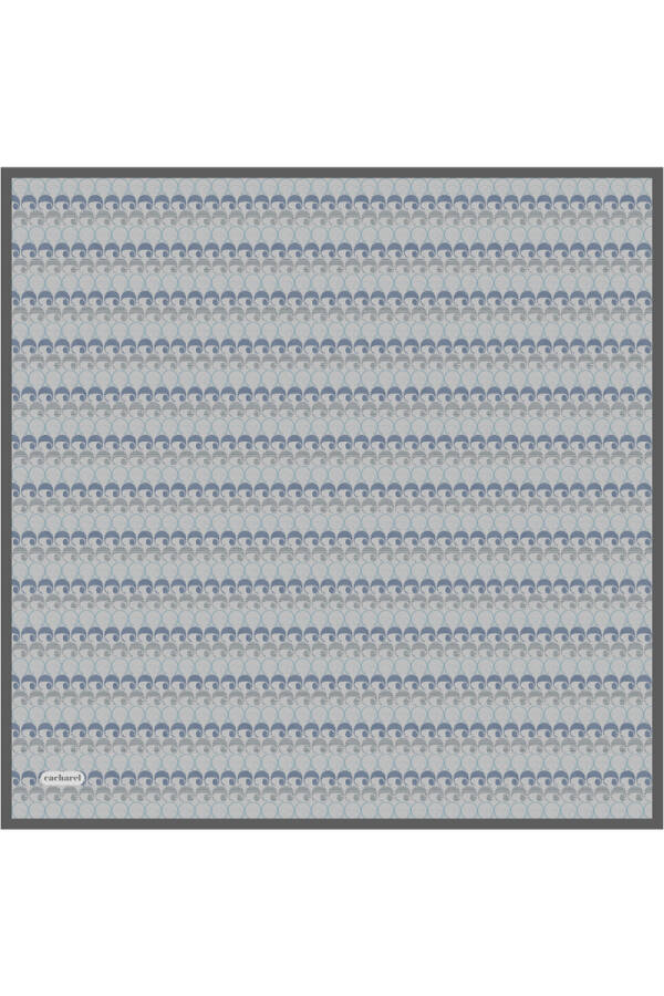 Açık Gri Logo Desenli İpek Twill Eşarp - 1