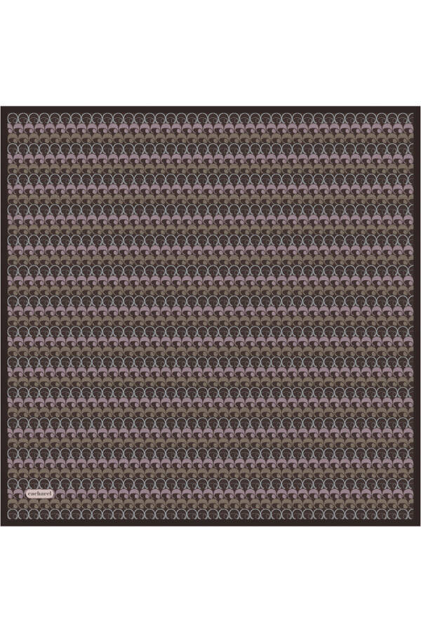 Kahverengi Logo Desenli İpek Twill Eşarp - Cacharel