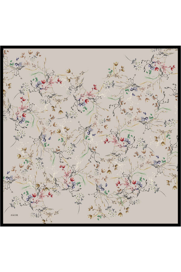 Bej İpek Twill Eşarp - 1