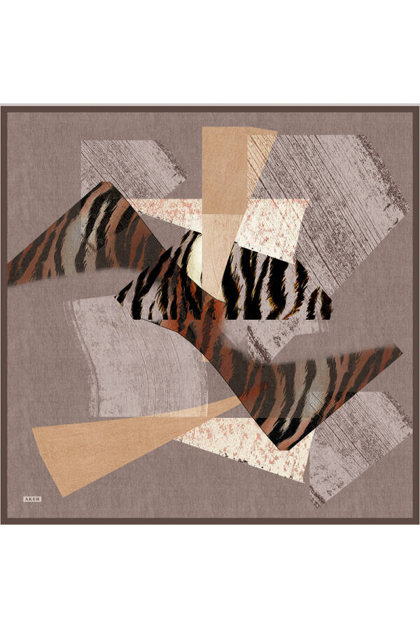 Kahverengi İpek Twill Eşarp - 1