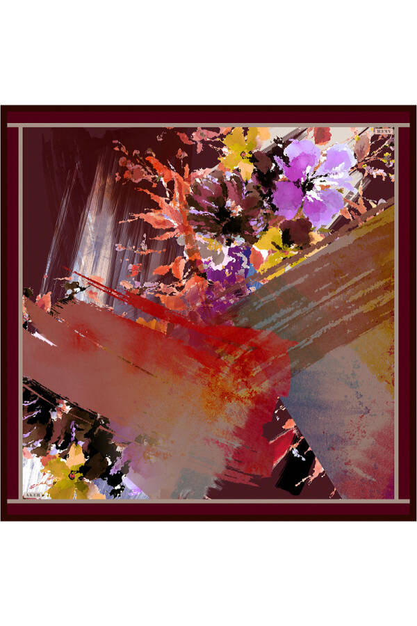 Renkli İpek Twill Eşarp - 1