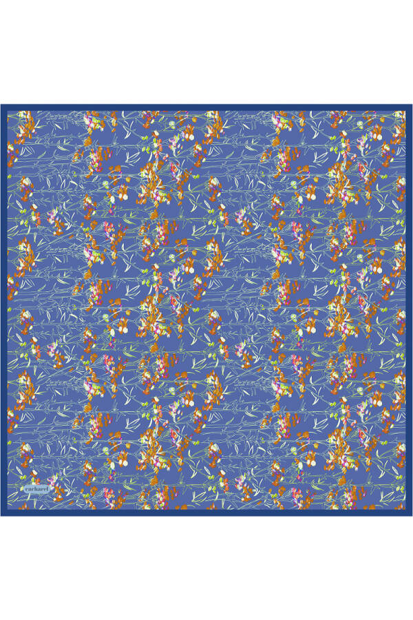 Mavi İpek Twill Eşarp - 1