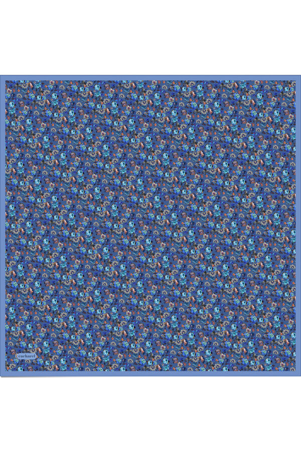 Mavi İpek Twill Eşarp - 1