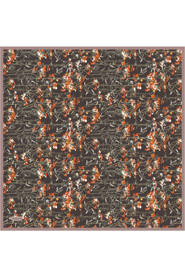 Kahverengi İpek Twill Eşarp - Cacharel