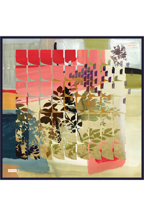 Renkli 90X90 İpek Krep Saten Eşarp - Pierre Cardin