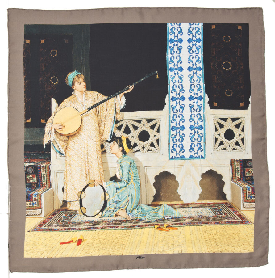 Renkli 60x60 Aker Pano Tivil Eşarp - Aker