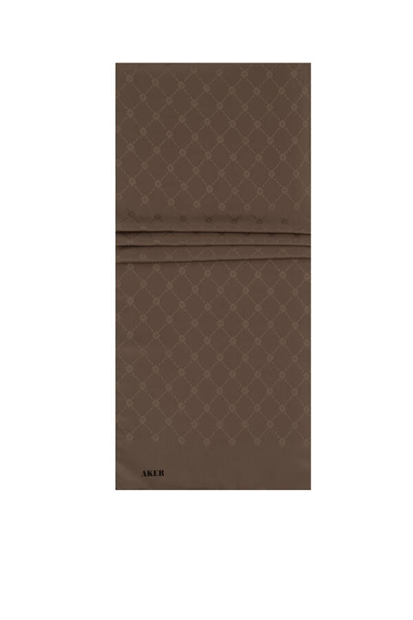 Kahverengi 70X190 Aker Monogram Şal - 1