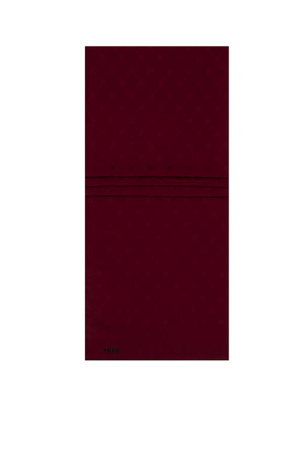 Bordo Polyester Dikdörtgen Monogram Desenli Şal - 1