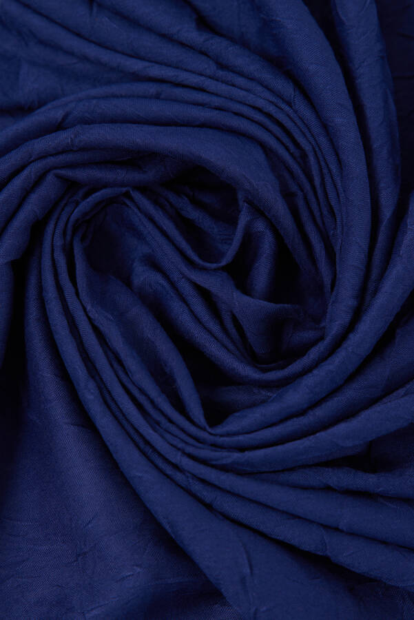 Lacivert Polyester Kraş Dikdörtgen Düz Şal - 4
