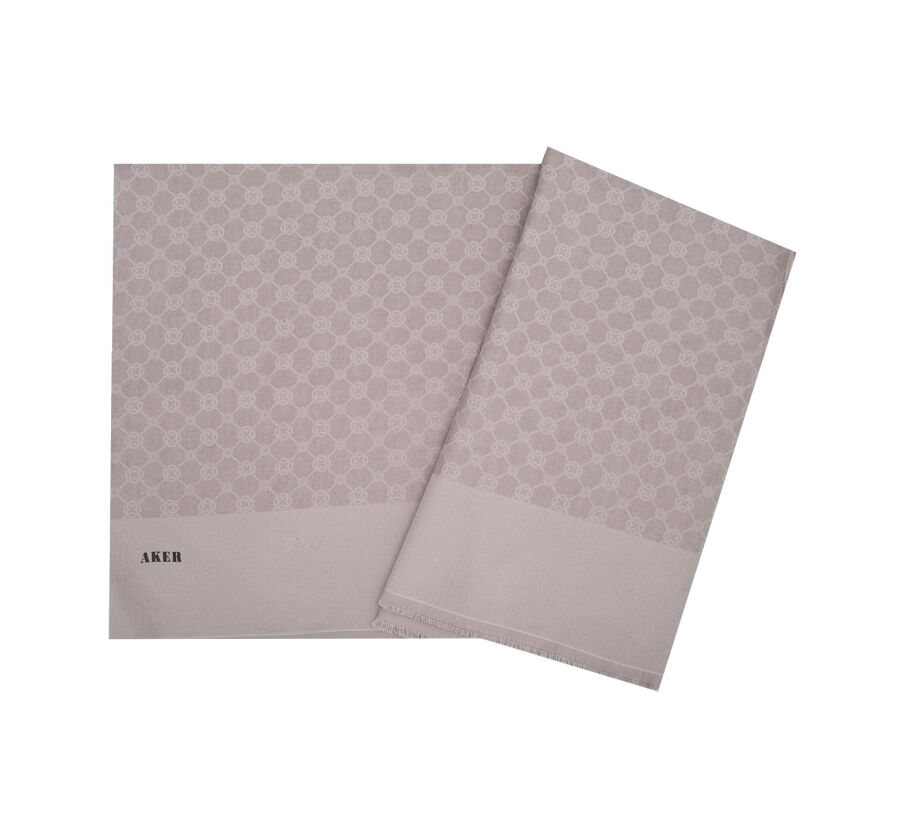 Pudra 75X190 CM Elegance Monogram Şal - Aker