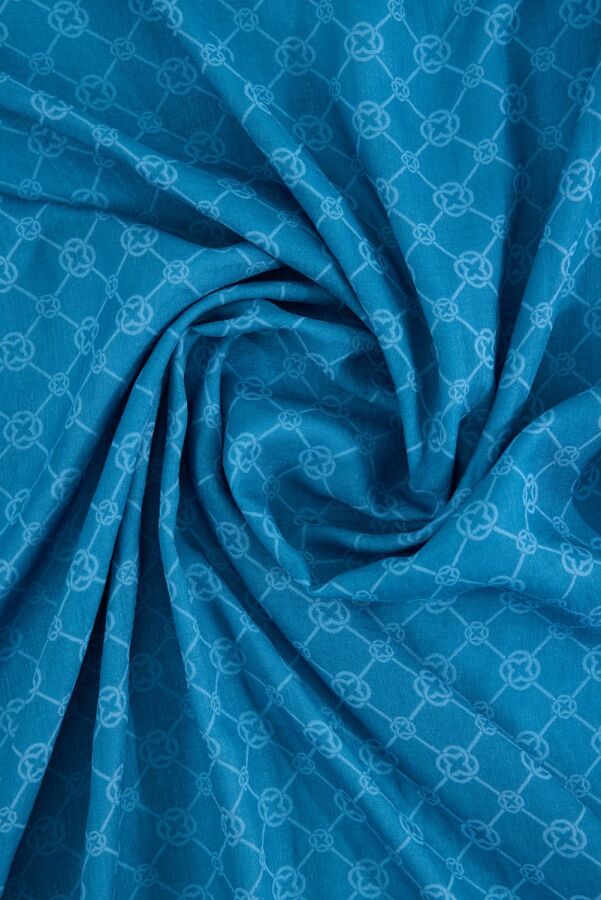 Petrol Mavisi 75X190 CM Elegance Monogram Şal - Aker (1)