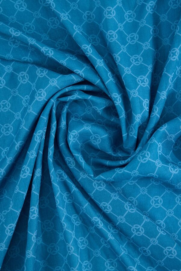 Petrol Mavisi 75X190 CM Elegance Monogram Şal - 4