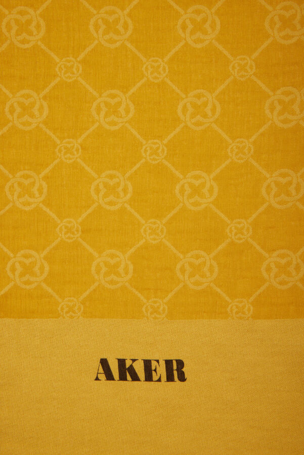Sarı 75X190 CM Elegance Monogram Şal - 3