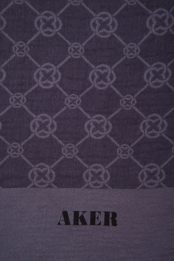 Mor 75X190 CM Elegance Monogram Şal - Aker (1)