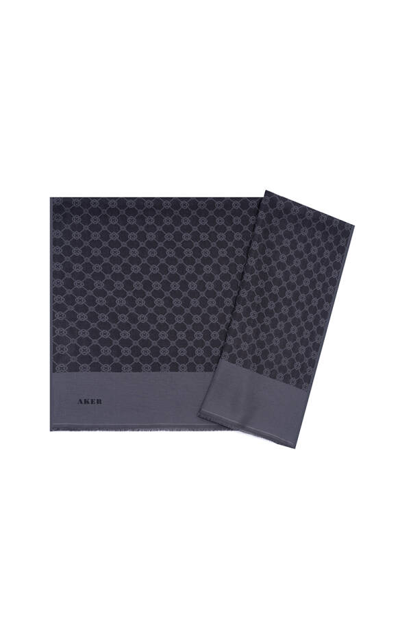Antrasit 75X190 CM Elegance Monogram Şal - Aker