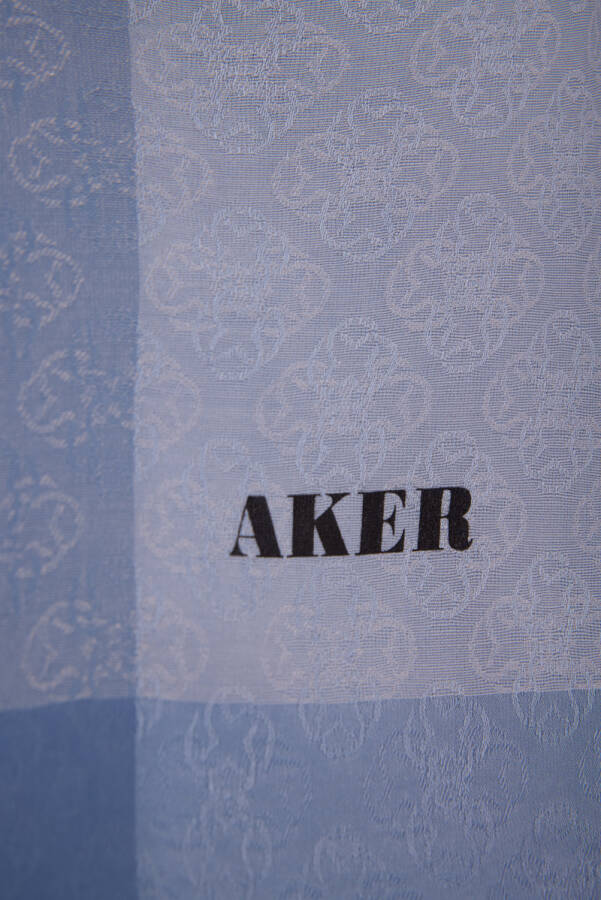 Mavi 75X190 CM Monogram Jakar Şal - 2