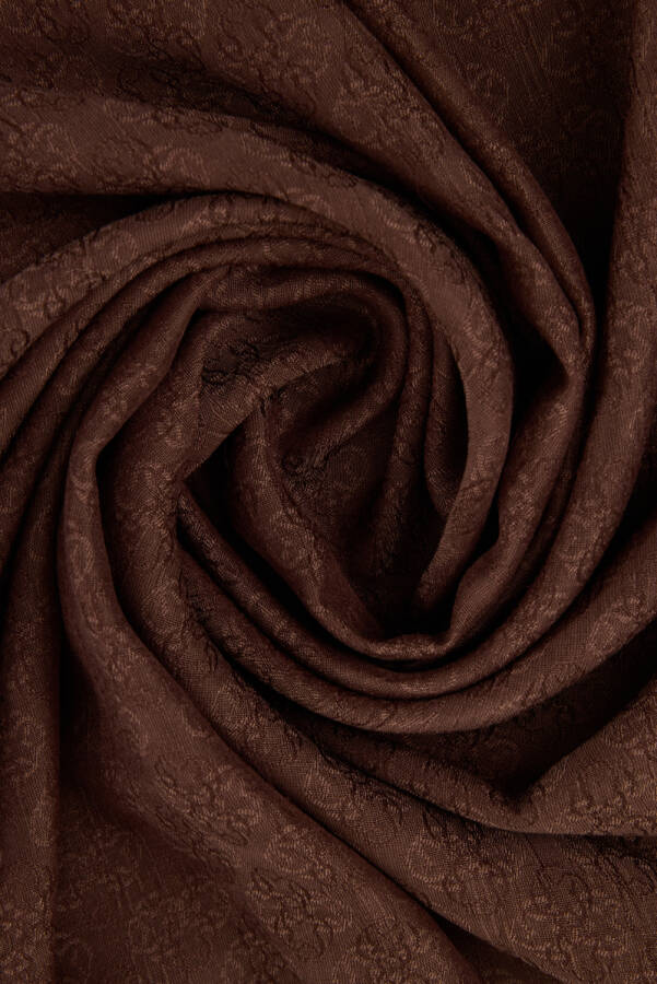 Kahverengi 75X190 CM Monogram Jakar Şal - 3