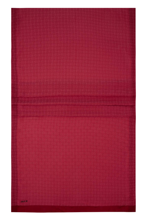 Kırmızı 75X190 CM Monogram Jakar Şal - 1