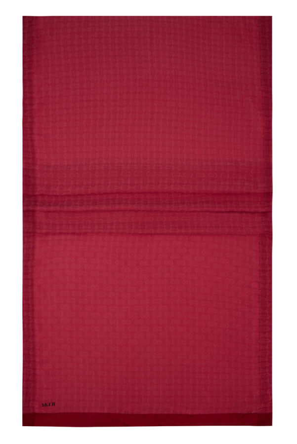 Kırmızı 75X190 CM Monogram Jakar Şal - Aker