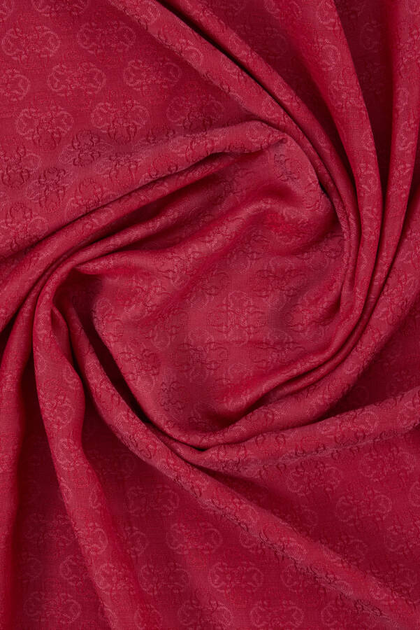 Kırmızı 75X190 CM Monogram Jakar Şal - 3