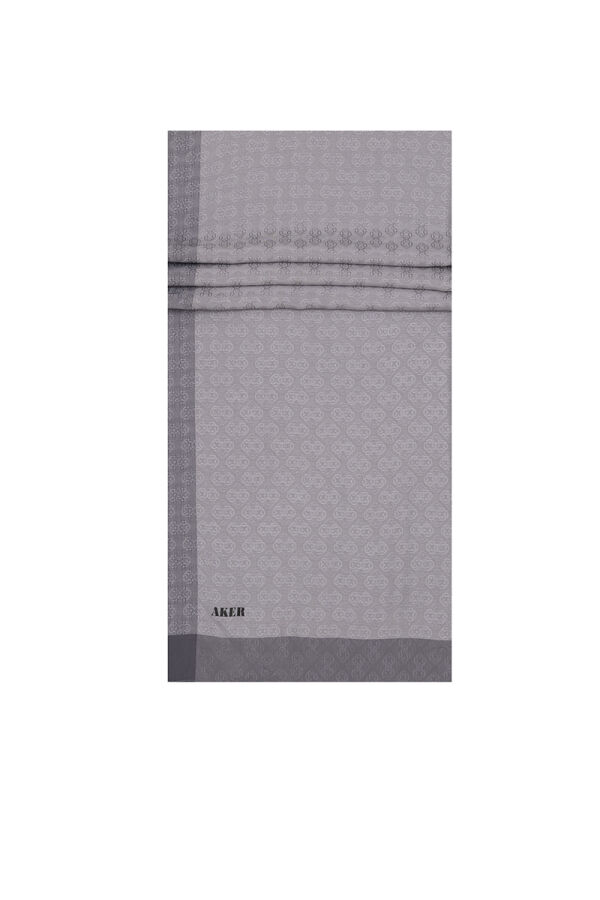 Gri 75X190 CM Monogram Jakar Şal - Aker