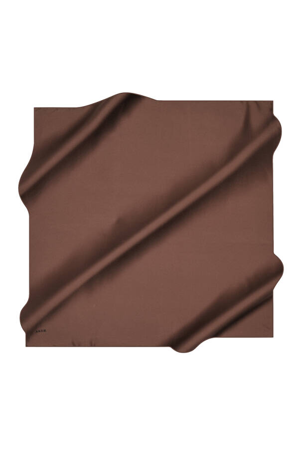 Düz Renk 90X90 Aker Düz Taşlanmış İpek Krep Saten Eşarp - 1