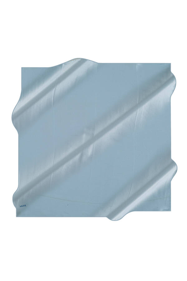 Mavi 90X90 Düz Taşlanmış İpek Krep Saten Eşarp - 1