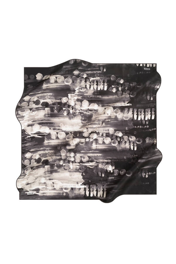 Fırça Desenli 90X90 İpek Krep Saten Eşarp - 1