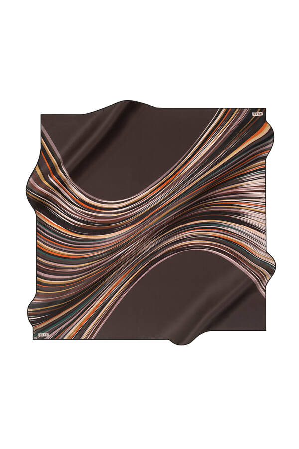 Geometrik Desenli 90X90 Aker İpek Krep Saten Eşarp - 1