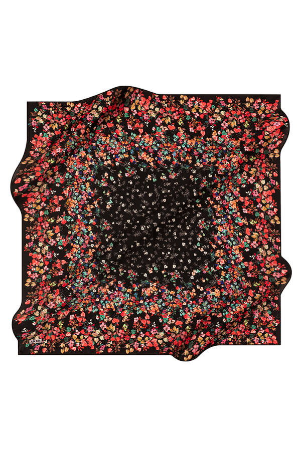 Renkli 90X90 Aker İpek Krep Saten Eşarp - 1