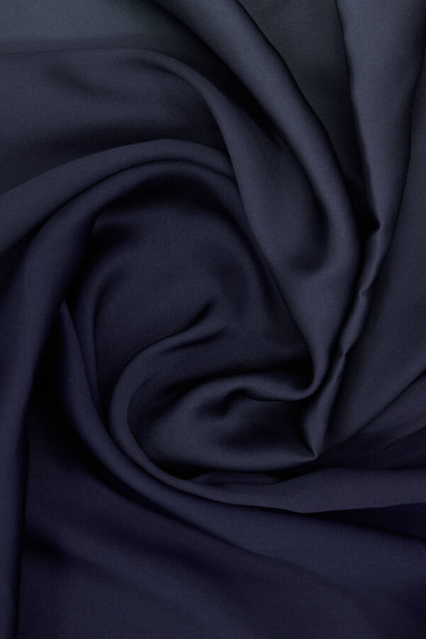 Lacivert 90X90 İpek Krep Saten Eşarp - 3